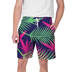 Шорты на шнурке мужские Неоновые пальмы, цвет: 3D-принт