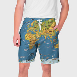 Шорты на шнурке мужские Карта мира детская, цвет: 3D-принт