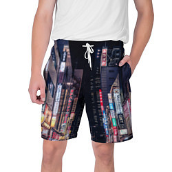 Шорты на шнурке мужские Ночной Токио, цвет: 3D-принт