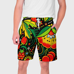 Шорты на шнурке мужские Цветы, цвет: 3D-принт