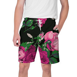 Шорты на шнурке мужские Розы, цвет: 3D-принт