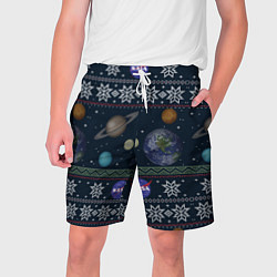 Шорты на шнурке мужские NASA Новый Год, цвет: 3D-принт