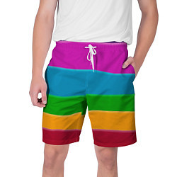 Шорты на шнурке мужские Разноцветные полоски, цвет: 3D-принт