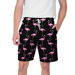 Шорты на шнурке мужские Фламинго Чёрная, цвет: 3D-принт