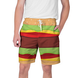 Шорты на шнурке мужские Бургер, цвет: 3D-принт