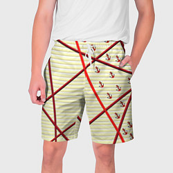 Шорты на шнурке мужские Якоря, цвет: 3D-принт
