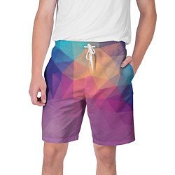 Шорты на шнурке мужские Цветные полигоны - Градиент, цвет: 3D-принт