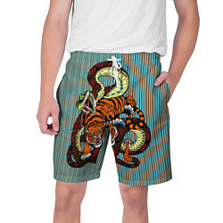 Шорты на шнурке мужские Тигры Змея Полосы, цвет: 3D-принт