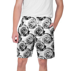 Шорты на шнурке мужские Черно-белый абстрактный узор, цвет: 3D-принт