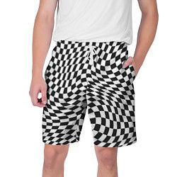Шорты на шнурке мужские Черно-белая клетка Black and white squares, цвет: 3D-принт