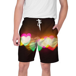 Шорты на шнурке мужские Горящие сердца всех цветов радуги, цвет: 3D-принт