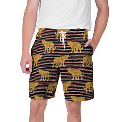 Шорты на шнурке мужские Леопарды паттерн, цвет: 3D-принт