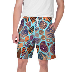 Шорты на шнурке мужские Разноцветные камушки, цветной песок, пальмовые лис, цвет: 3D-принт