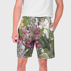 Шорты на шнурке мужские Цветы Ностальгический Весенний Узор, цвет: 3D-принт