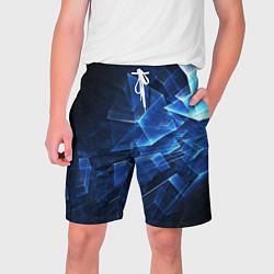 Шорты на шнурке мужские Abstract geometric Прозрачные синие голографически, цвет: 3D-принт