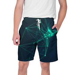 Шорты на шнурке мужские Зеленые абстрактные взаимосвязанные линии нейроны, цвет: 3D-принт