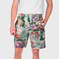 Шорты на шнурке мужские Color floral pattern Expressionism Summer, цвет: 3D-принт