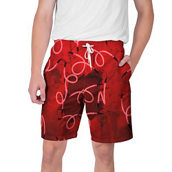 Шорты на шнурке мужские Неоновые закрученные фонари - Красный, цвет: 3D-принт
