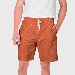 Шорты на шнурке мужские Геометрические Фигуры На Оранжевом Фоне, цвет: 3D-принт