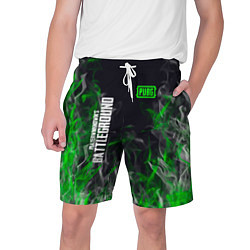Шорты на шнурке мужские Pubg - зелёное пламя, цвет: 3D-принт
