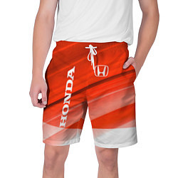 Шорты на шнурке мужские Хонда - Красно-белая абстракция, цвет: 3D-принт