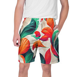 Шорты на шнурке мужские Элегантный цветочный орнамент, цвет: 3D-принт