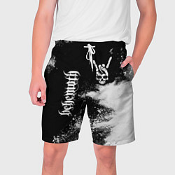 Шорты на шнурке мужские Behemoth и рок символ на темном фоне, цвет: 3D-принт