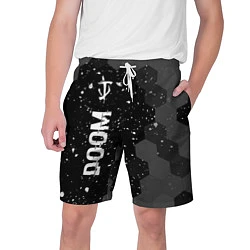 Шорты на шнурке мужские Doom glitch на темном фоне: по-вертикали, цвет: 3D-принт