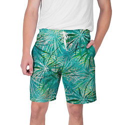 Мужские шорты Тропические листья на зеленом фоне
