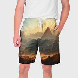 Шорты на шнурке мужские Рассвет в горах, пейзаж, цвет: 3D-принт