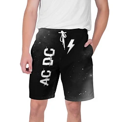 Шорты на шнурке мужские AC DC glitch на темном фоне: надпись, символ, цвет: 3D-принт