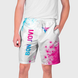 Шорты на шнурке мужские Bon Jovi neon gradient style: надпись, символ, цвет: 3D-принт