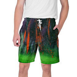 Шорты на шнурке мужские Абстрактный зелёный туман и красная краска, цвет: 3D-принт