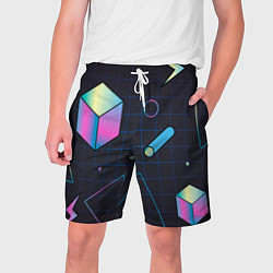 Шорты на шнурке мужские Геометрические фигуры на темном фоне, цвет: 3D-принт