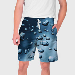 Шорты на шнурке мужские Капли воды на матовом стекле - текстура, цвет: 3D-принт
