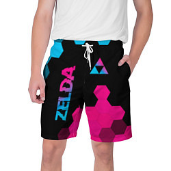 Шорты на шнурке мужские Zelda - neon gradient: надпись, символ, цвет: 3D-принт