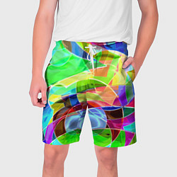 Шорты на шнурке мужские Цветная геометрическая композиция - лето, цвет: 3D-принт