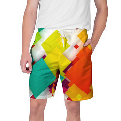 Шорты на шнурке мужские Цветные геометрические квадраты, цвет: 3D-принт