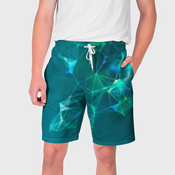 Шорты на шнурке мужские Геометрическая конструкция на бирюзовом фоне, цвет: 3D-принт