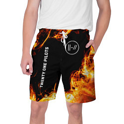 Шорты на шнурке мужские Twenty One Pilots и пылающий огонь, цвет: 3D-принт