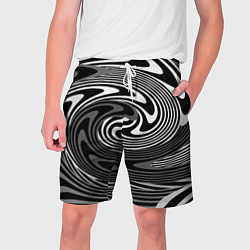 Шорты на шнурке мужские Black and white abstract pattern, цвет: 3D-принт
