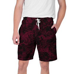 Шорты на шнурке мужские Черный и бордовый мраморный узор, цвет: 3D-принт