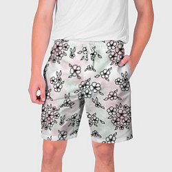 Мужские шорты Цветы сакуры на акварельном фоне - паттерн