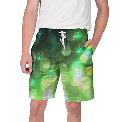 Шорты на шнурке мужские Неоновый зеленый блеск и черный фон, цвет: 3D-принт