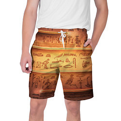 Шорты на шнурке мужские Египетская стена с иероглифами и полосами, цвет: 3D-принт