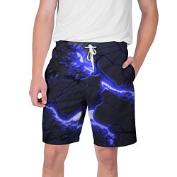 Шорты на шнурке мужские Красивая синяя неоновая лава, цвет: 3D-принт