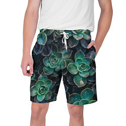Шорты на шнурке мужские Паттерн из множество зелёных цветов, цвет: 3D-принт