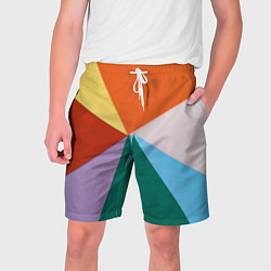 Шорты на шнурке мужские Разноцветные пересекающиеся треугольники, цвет: 3D-принт
