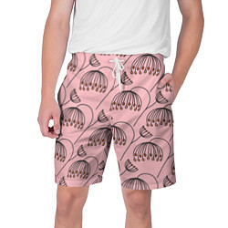 Мужские шорты Цветы в стиле бохо на пудрово-розовом фоне