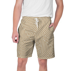 Шорты на шнурке мужские Бежевый цвет с геометрическим узором, цвет: 3D-принт